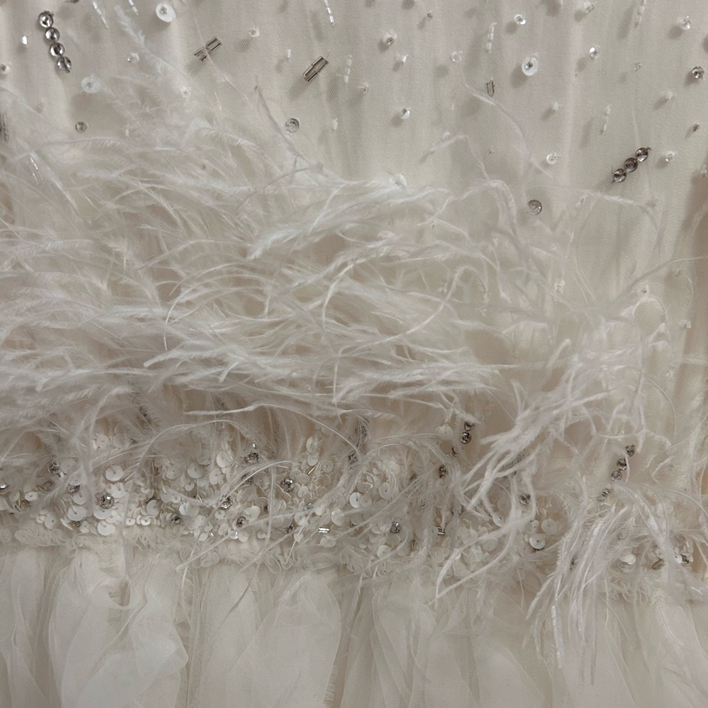 Elegant White Feathered Kids Dress